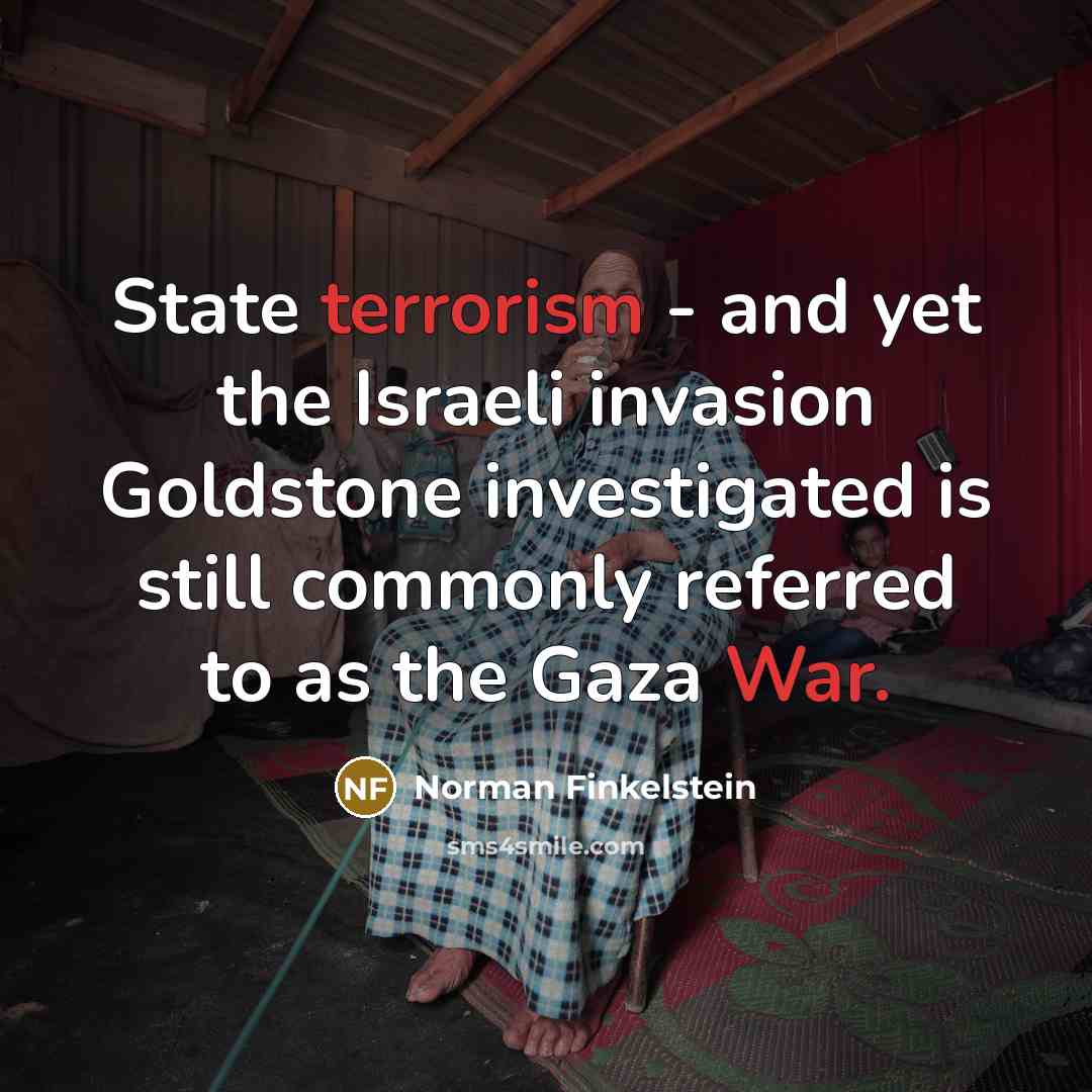 “State terrorism - and yet the Israeli invasion Goldstone investigated…” quote by Norman Finkelstein
