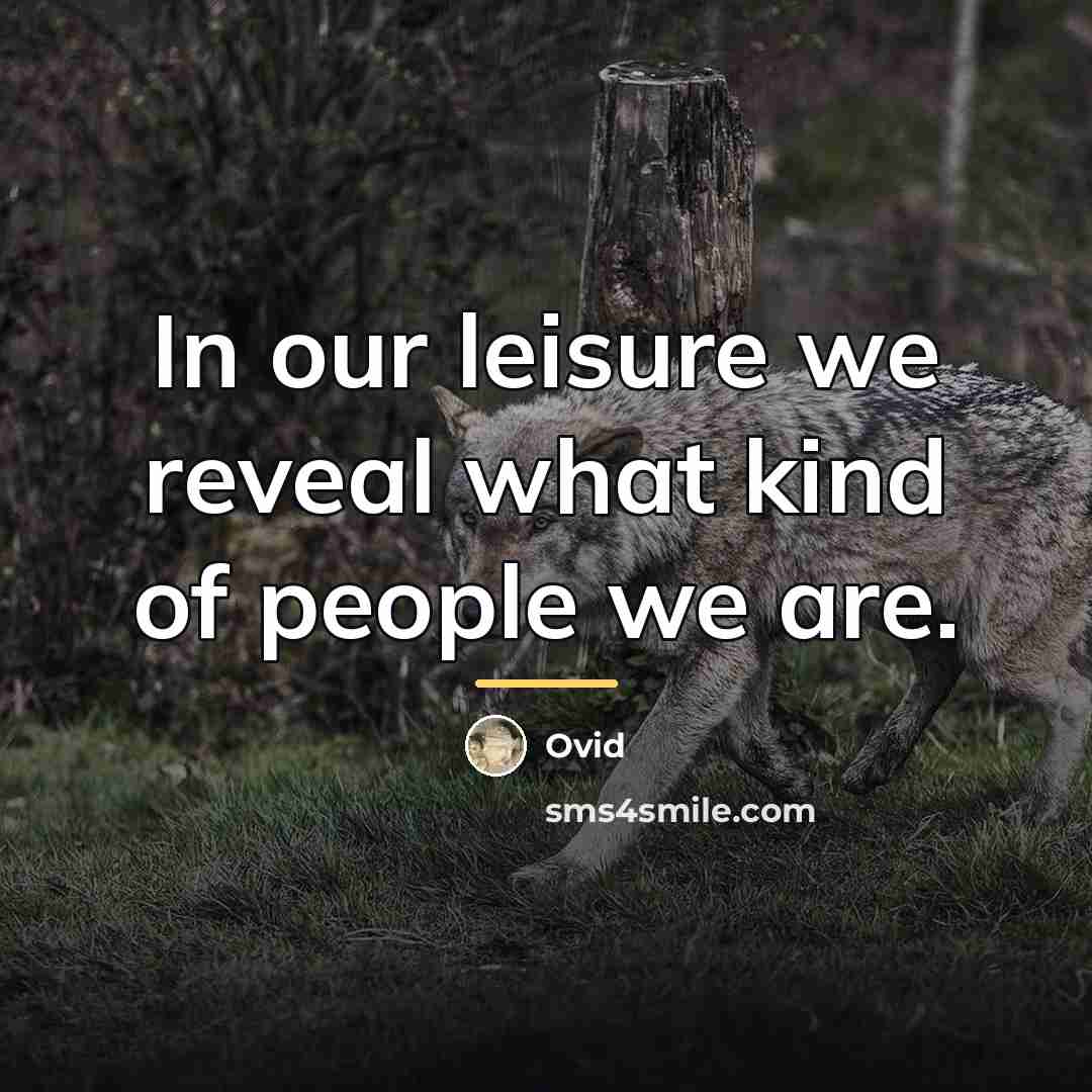 “In our leisure we reveal what kind of people we…” quote by Ovid