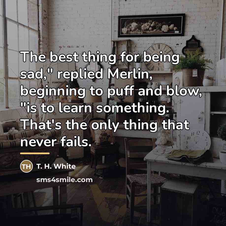 “The best thing for being sad," replied Merlin, beginning to…” quote by T. H. White
