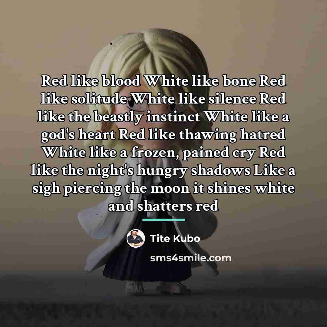 “Red like blood White like bone Red like solitude White…” quote by Tite Kubo