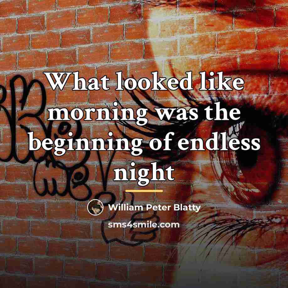 “What looked like morning was the beginning of endless night…” quote by William Peter Blatty