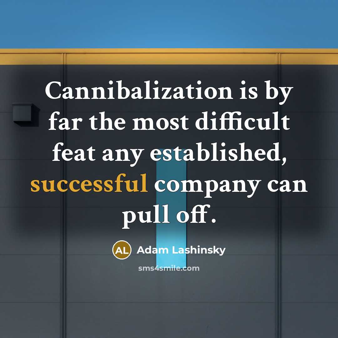 “Cannibalization is by far the most difficult feat any established,…” quote by Adam Lashinsky
