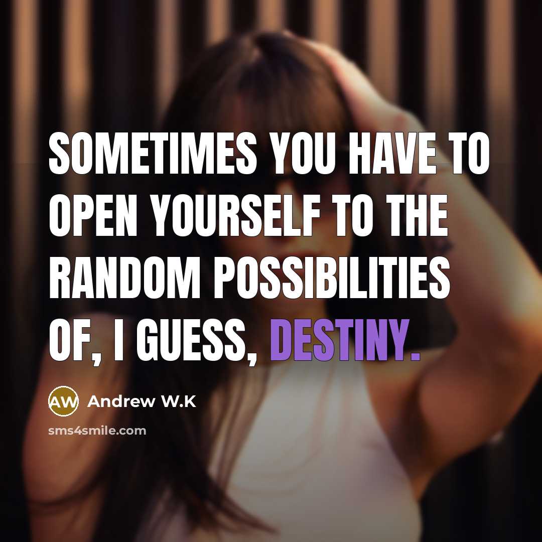 “Sometimes you have to open yourself to the random possibilities…” quote by Andrew W.K