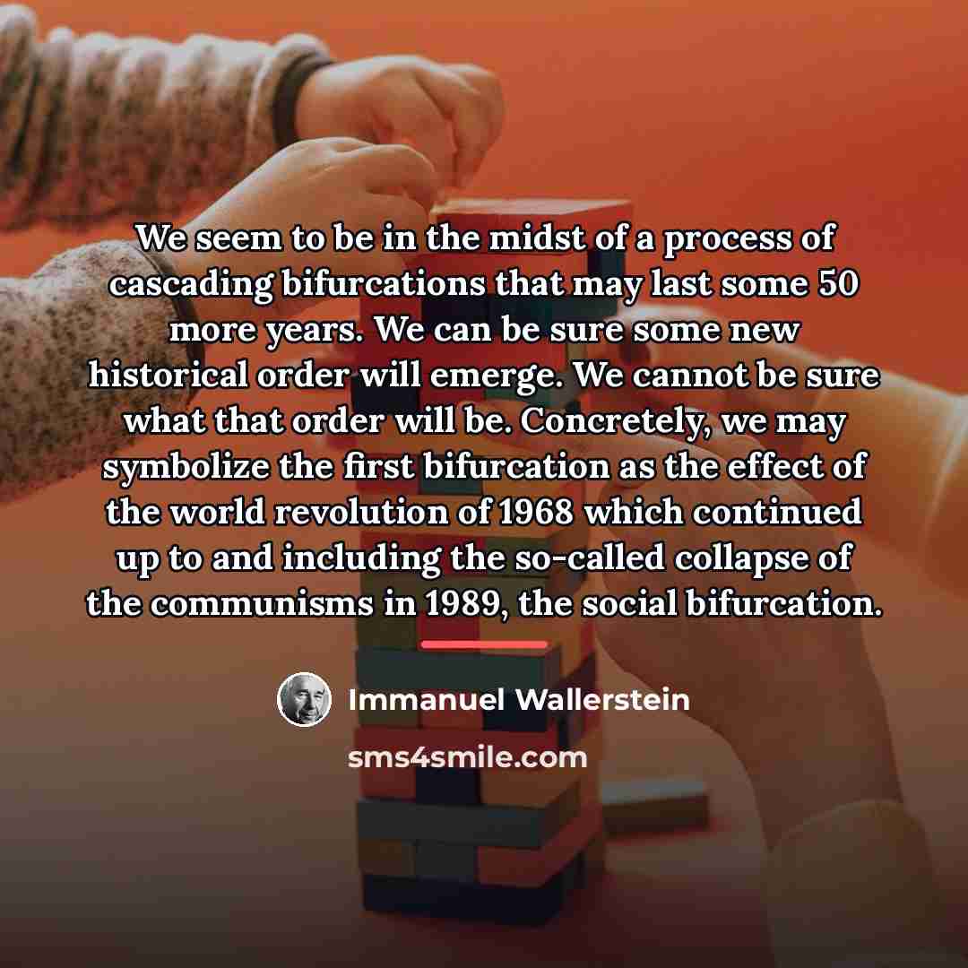 “We seem to be in the midst of a process…” quote by Immanuel Wallerstein