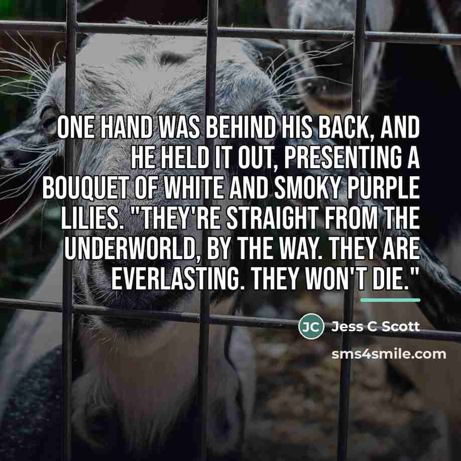 “One hand was behind his back, and he held it…” quote by Jess C Scott