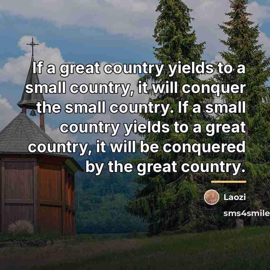 “If a great country yields to a small country, it…” quote by Laozi