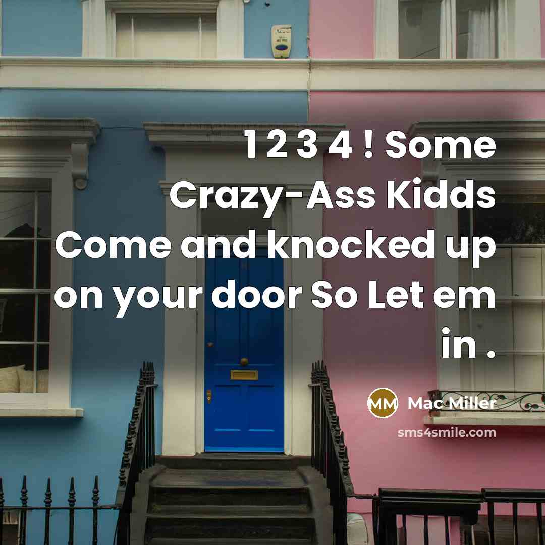 “1 2 3 4 ! Some Crazy-Ass Kidds Come and knocked up on your door So Let em in .” quote by Mac Miller