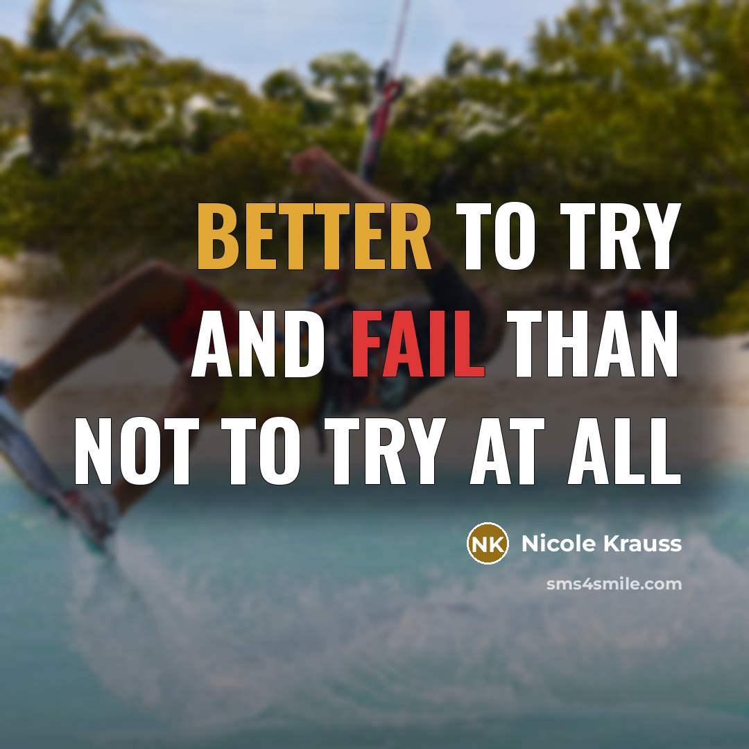 “Better to try and fail than not to try at all” quote by Nicole Krauss