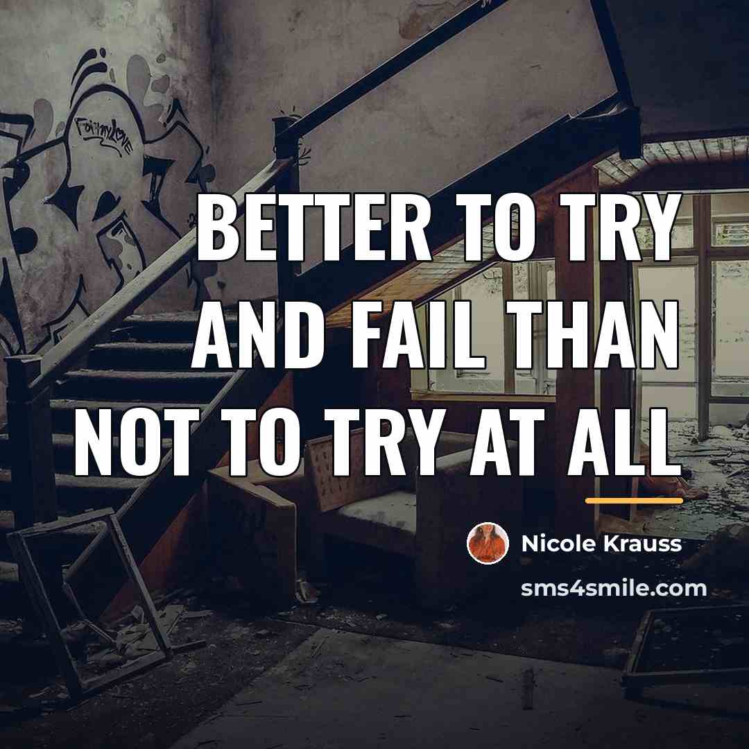 “Better to try and fail than not to try at…” quote by Nicole Krauss
