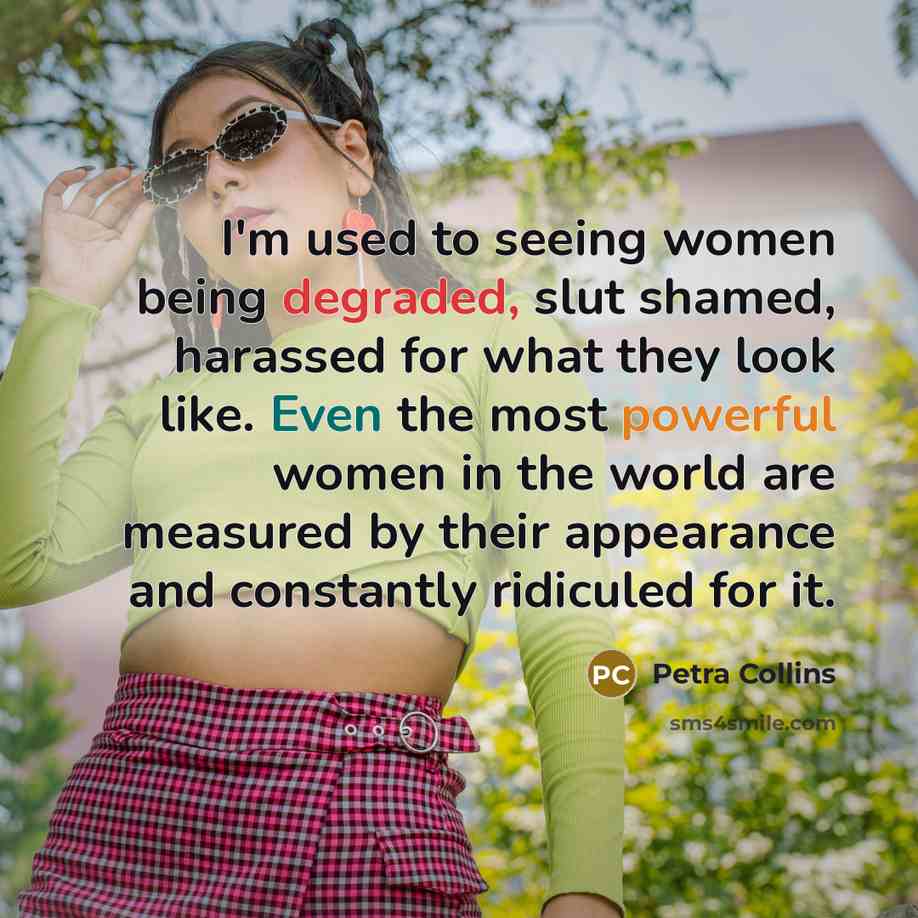 “I'm used to seeing women being degraded, slut shamed, harassed for what they look like. Even the most powerful women in the world are measured by their appearance and constantly ridiculed for it.” quote by Petra Collins