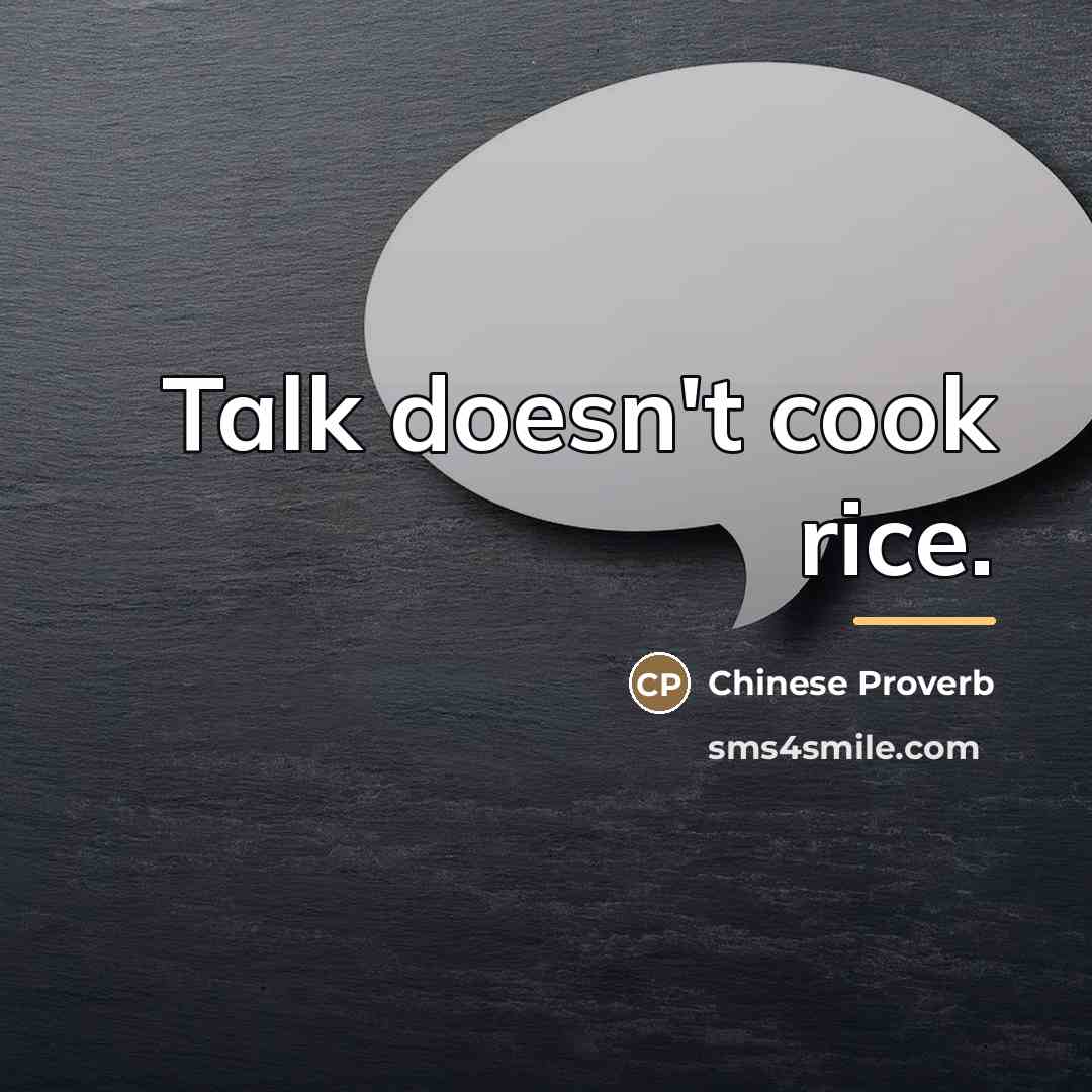 “Talk doesn't cook rice.…” quote by Chinese Proverb