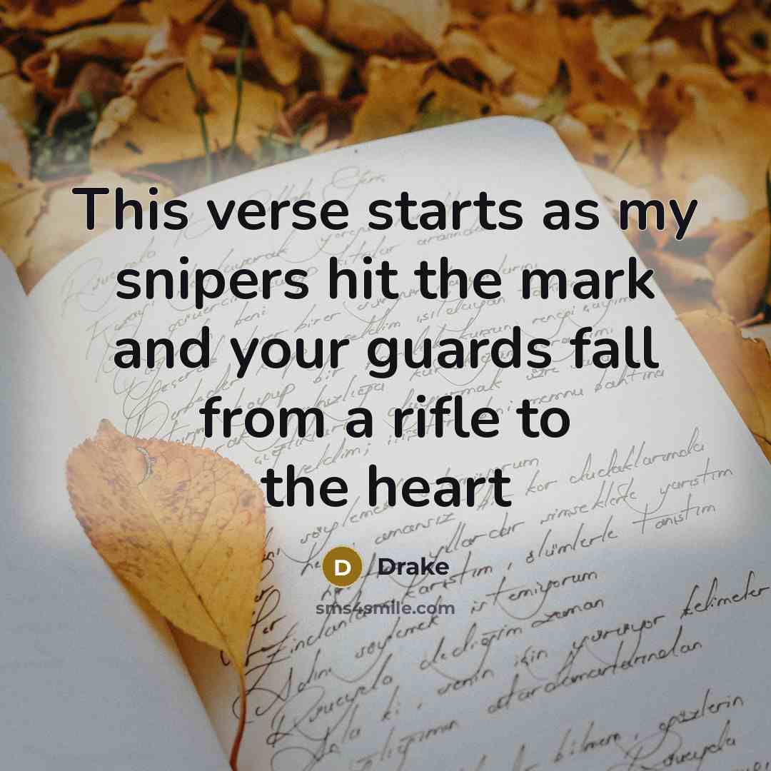 “This verse starts as my snipers hit the mark and…” quote by Drake