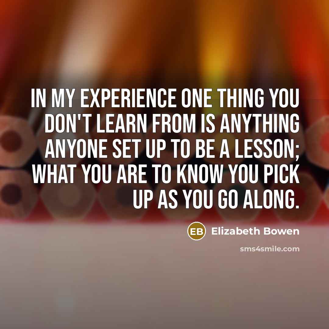 “in my experience one thing you don't learn from is…” quote by Elizabeth Bowen