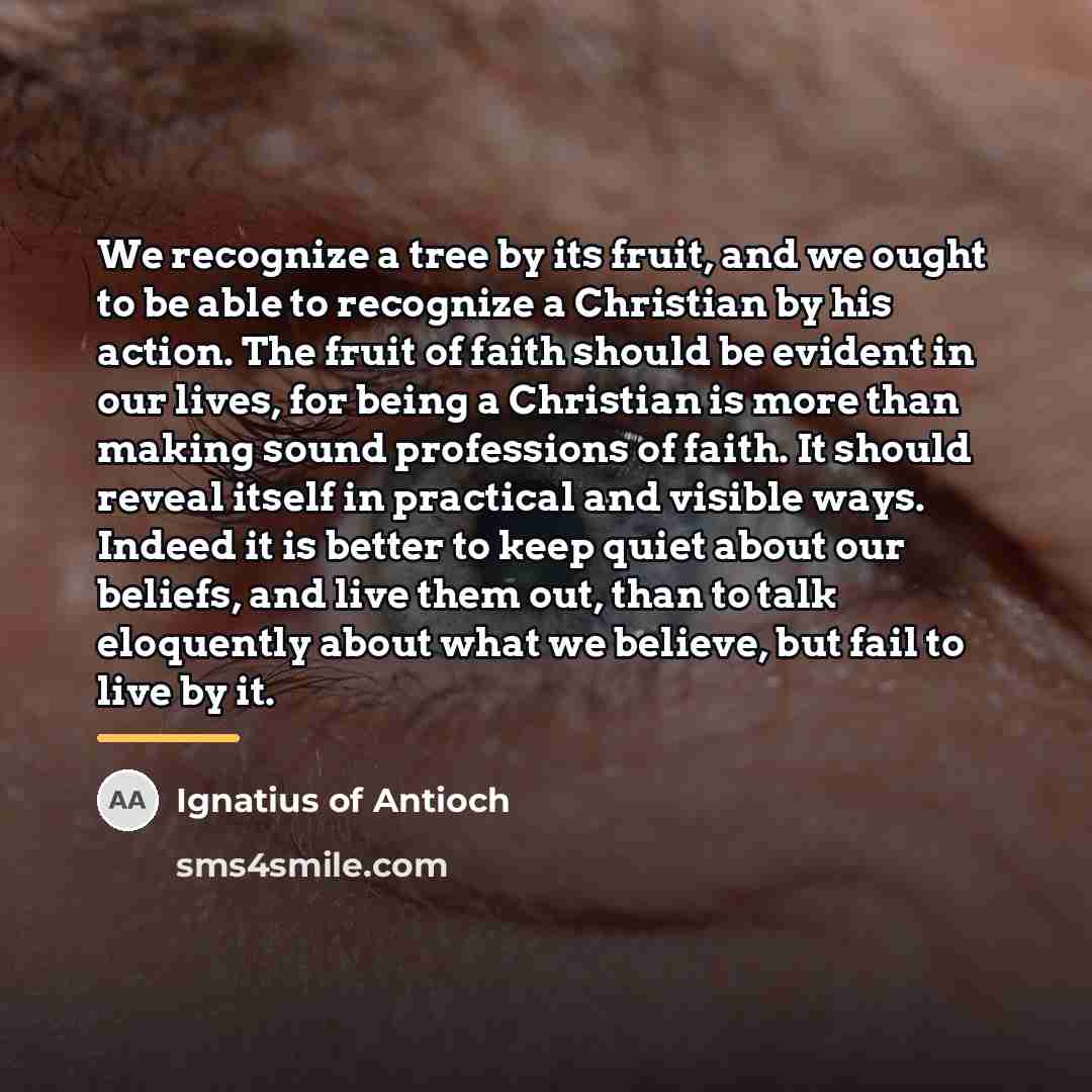 “We recognize a tree by its fruit, and we ought…” quote by Ignatius of Antioch