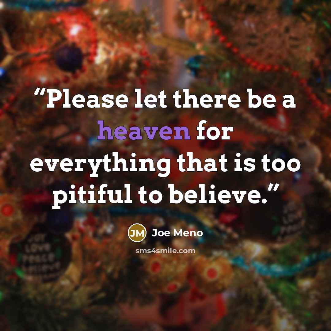 “Please let there be a heaven for everything that is too pitiful to believe.” quote by Joe Meno