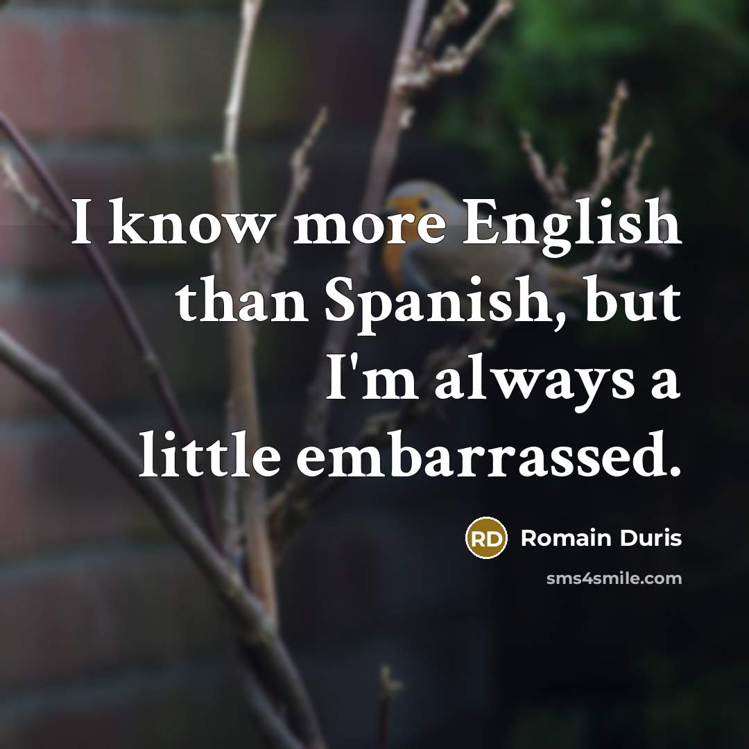 “I know more English than Spanish, but I'm always a…” quote by Romain Duris