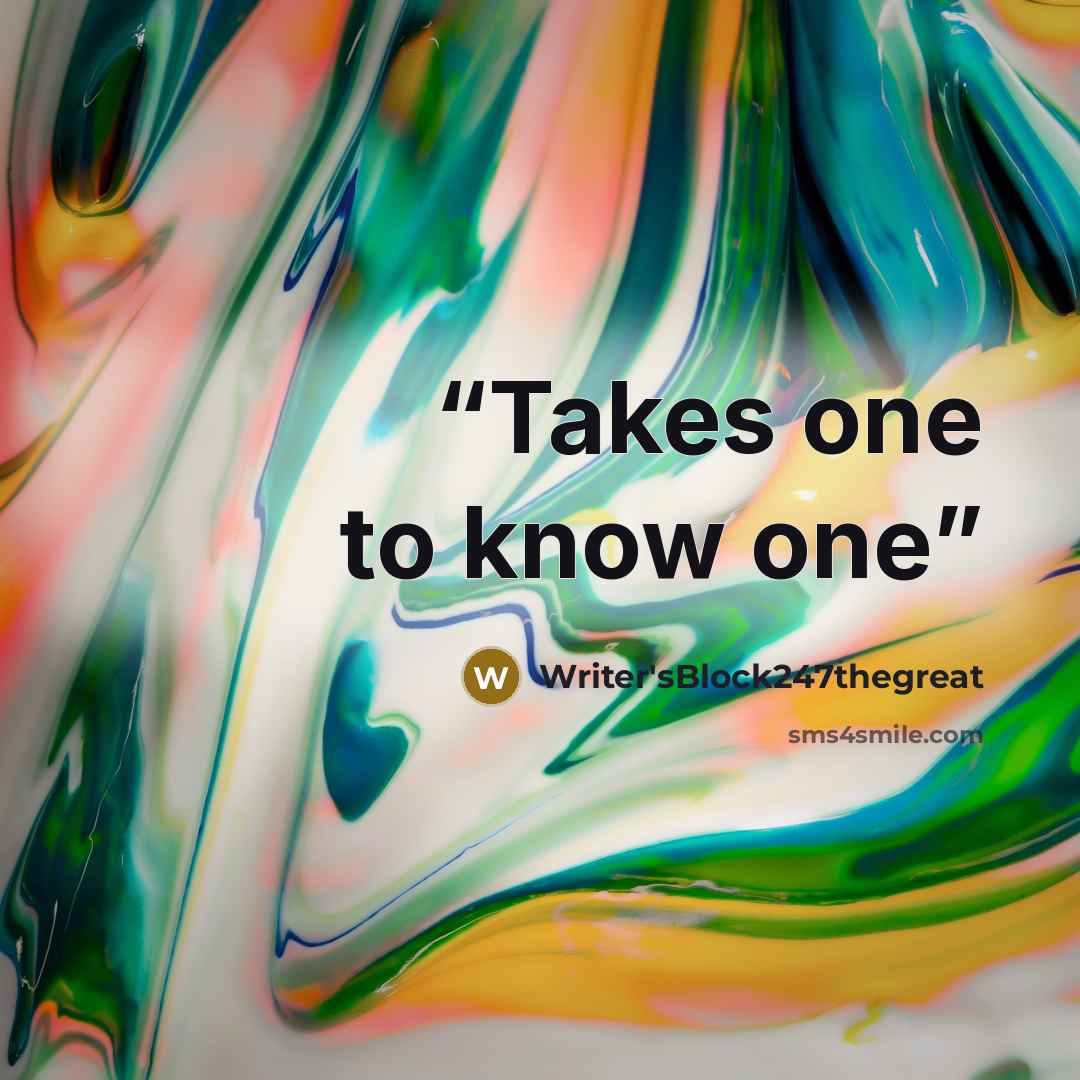 “Takes one to know one” quote by Writer'sBlock247thegreat