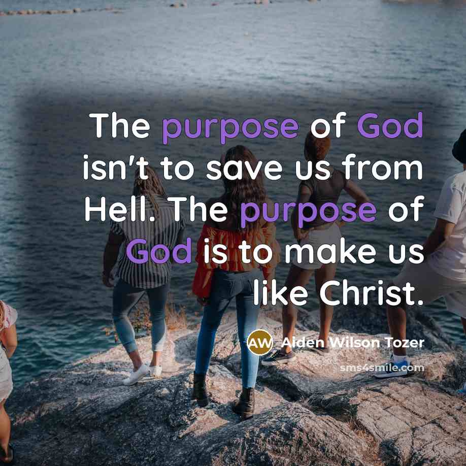 “The purpose of God isn't to save us from Hell.…” quote by Aiden Wilson Tozer