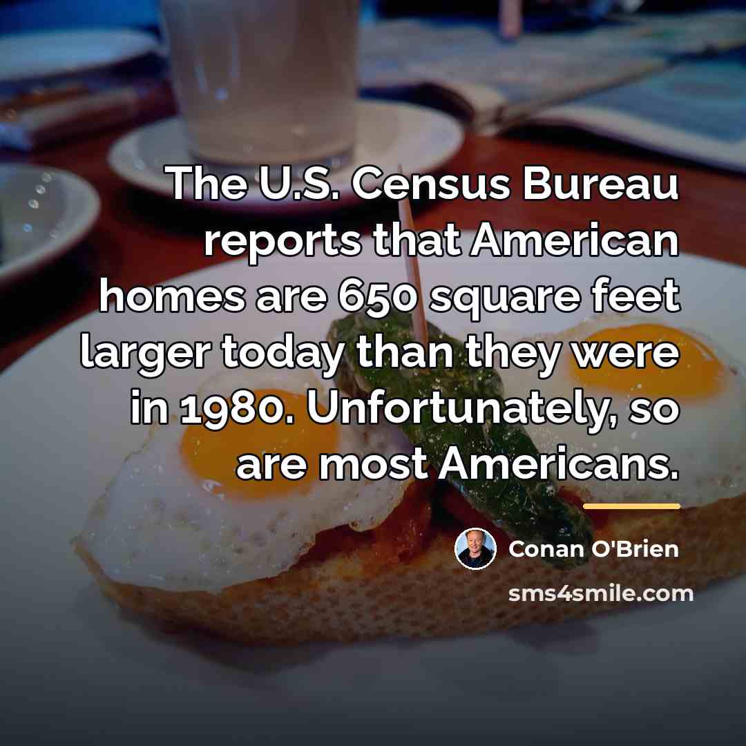 “The U.S. Census Bureau reports that American homes are 650…” quote by Conan O'Brien