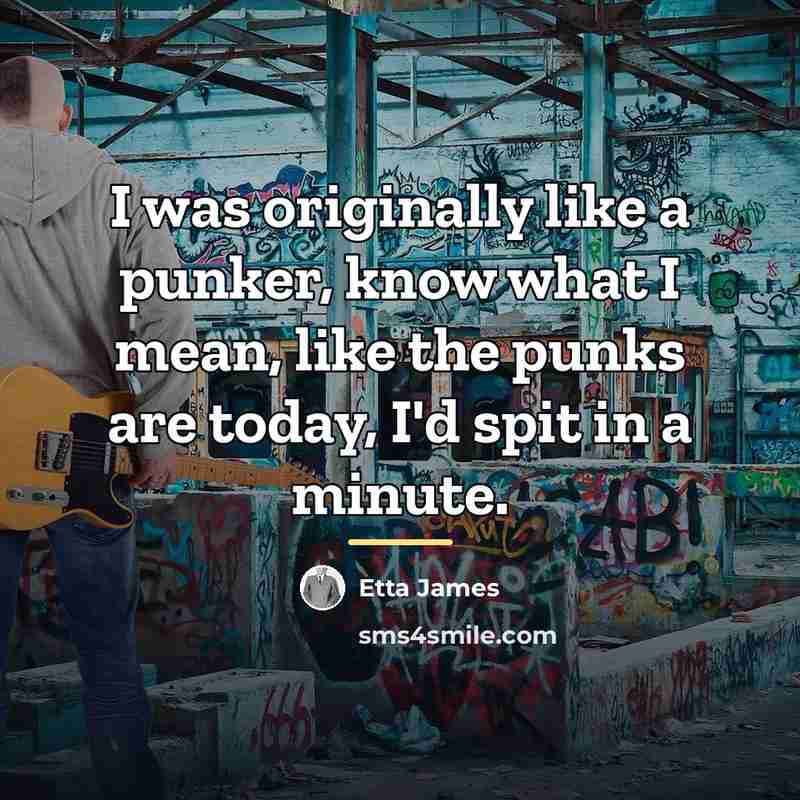 “I was originally like a punker, know what I mean,…” quote by Etta James
