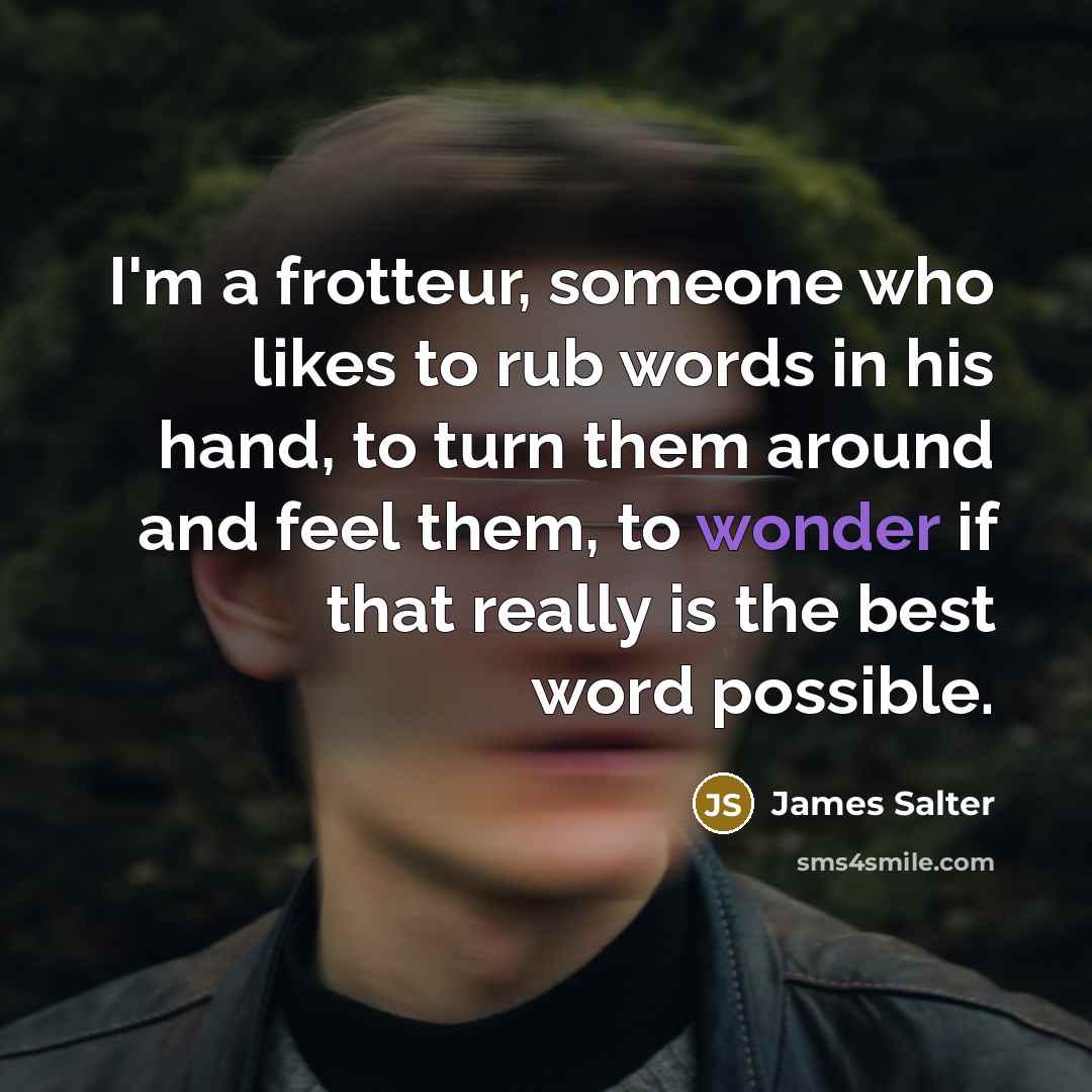 “I'm a frotteur, someone who likes to rub words in…” quote by James Salter