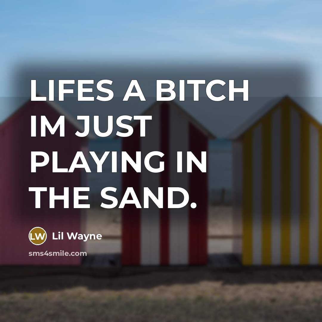 “LIFES A BITCH IM JUST PLAYING IN THE SAND.…” quote by Lil Wayne