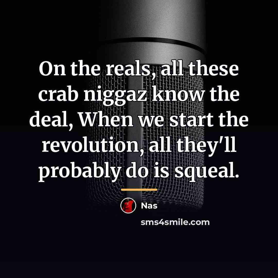 “On the reals, all these crab niggaz know the deal,…” quote by Nas