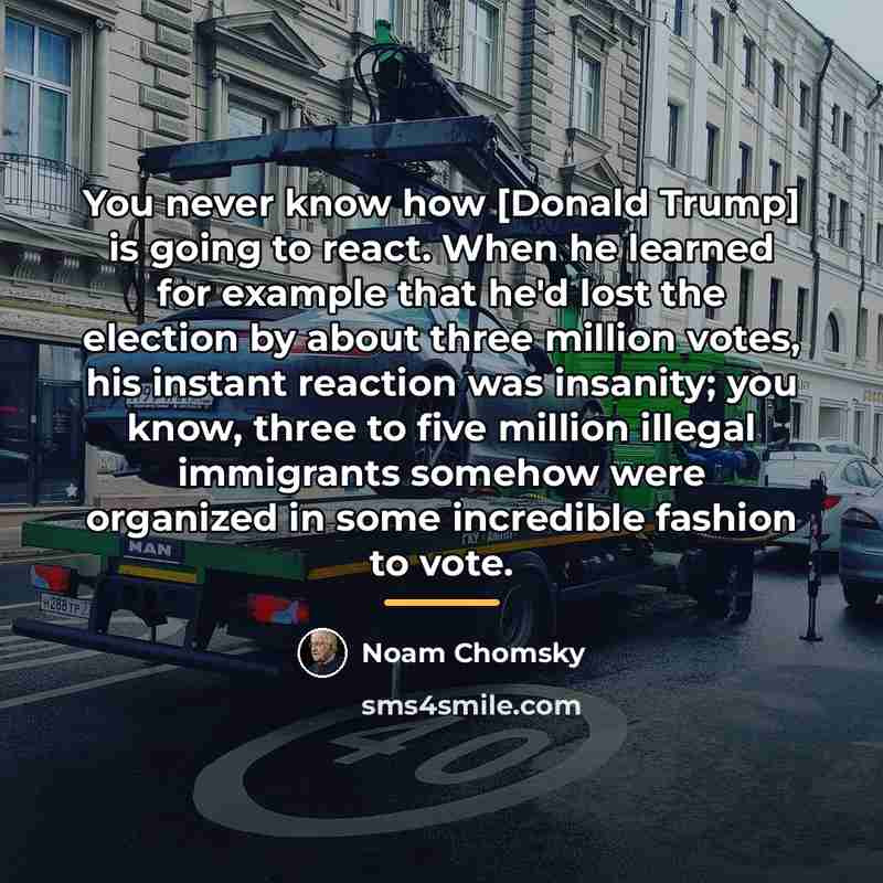 “You never know how [Donald Trump] is going to react.…” quote by Noam Chomsky