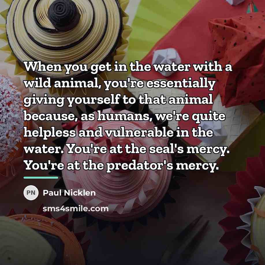 “When you get in the water with a wild animal,…” quote by Paul Nicklen