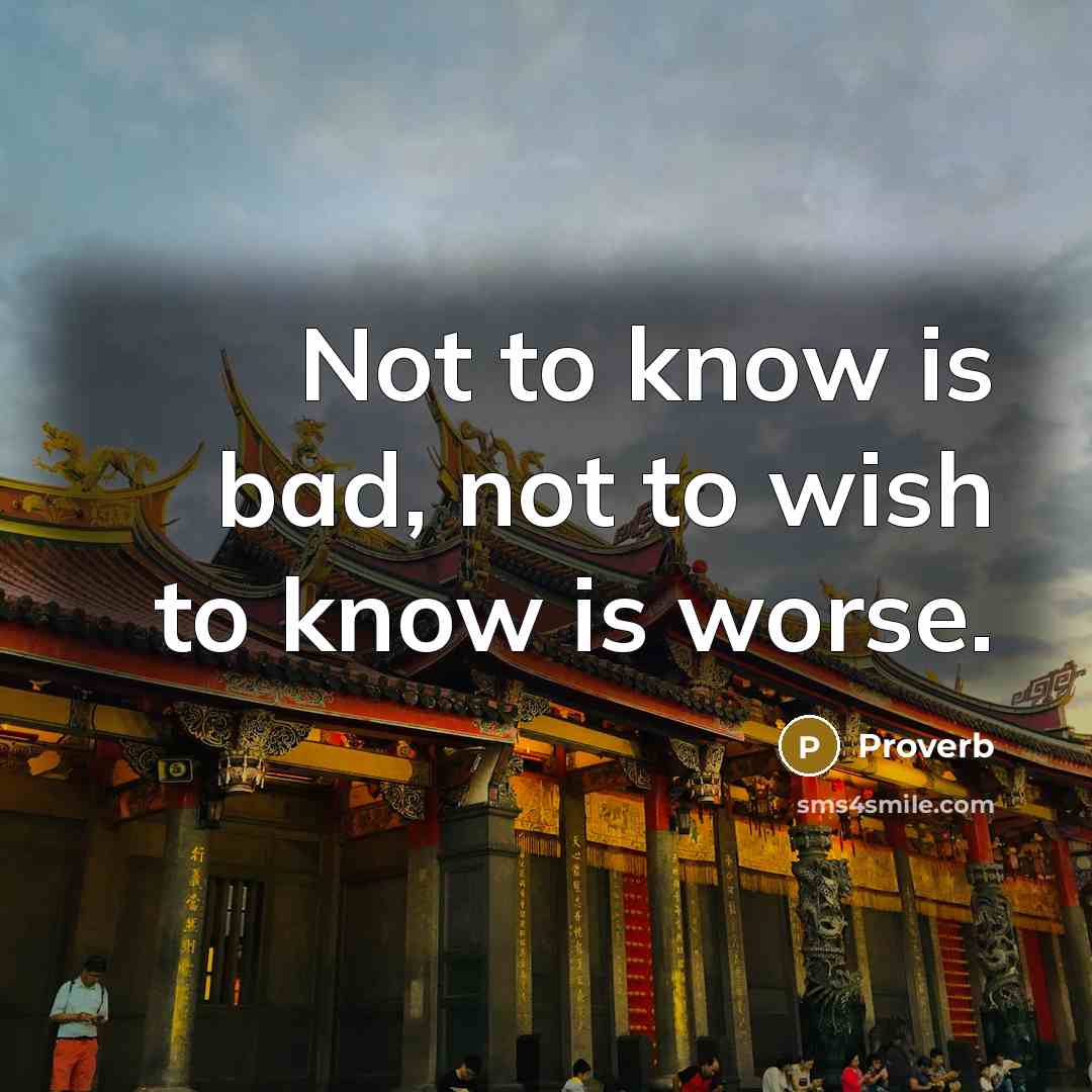 “Not to know is bad, not to wish to know…” quote by Proverb