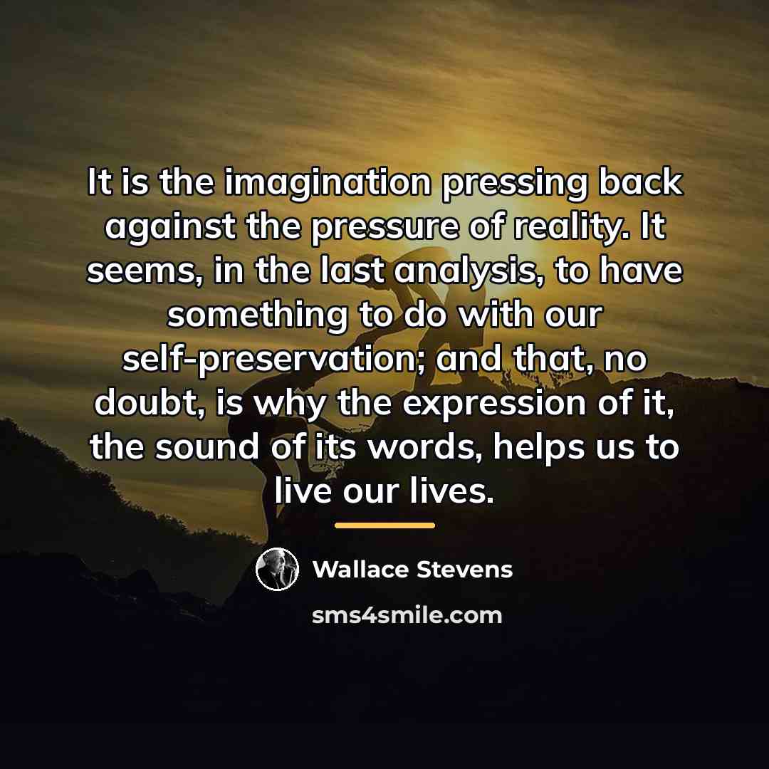 “It is the imagination pressing back against the pressure of…” quote by Wallace Stevens