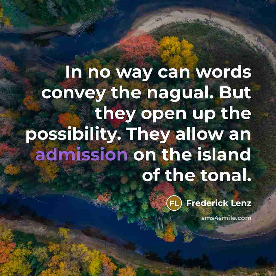 “In no way can words convey the nagual. But they…” quote by Frederick Lenz