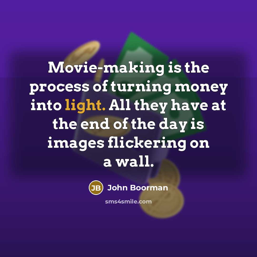 “Movie-making is the process of turning money into light. All…” quote by John Boorman