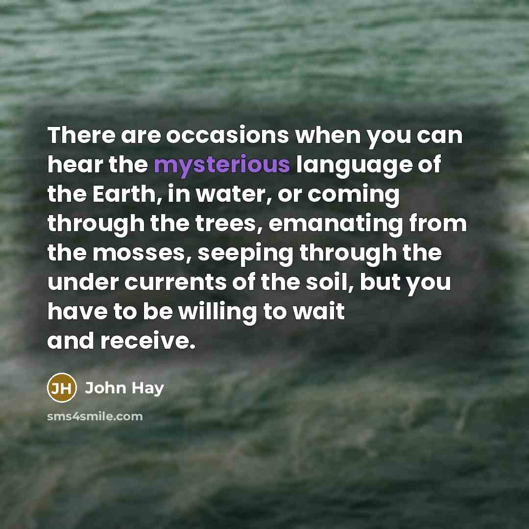 “There are occasions when you can hear the mysterious language…” quote by John Hay
