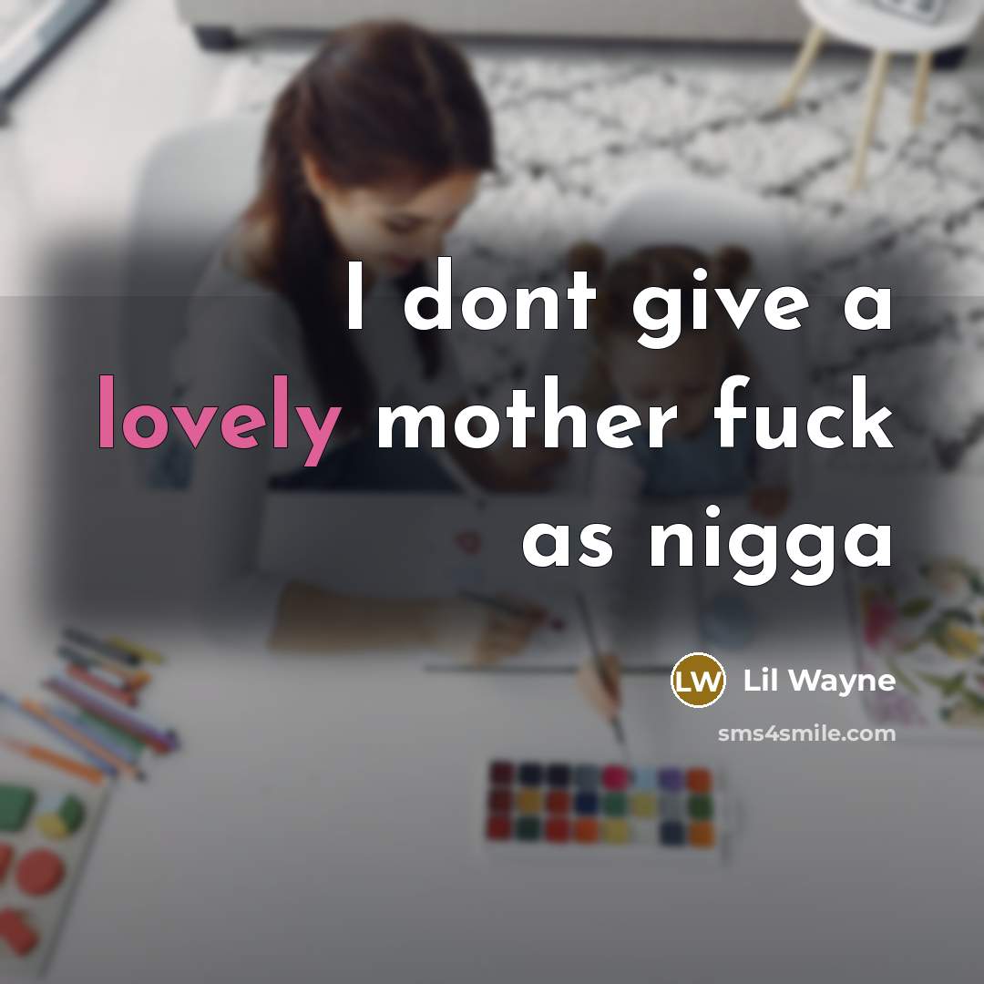 “I dont give a lovely mother fuck as nigga…” quote by Lil Wayne