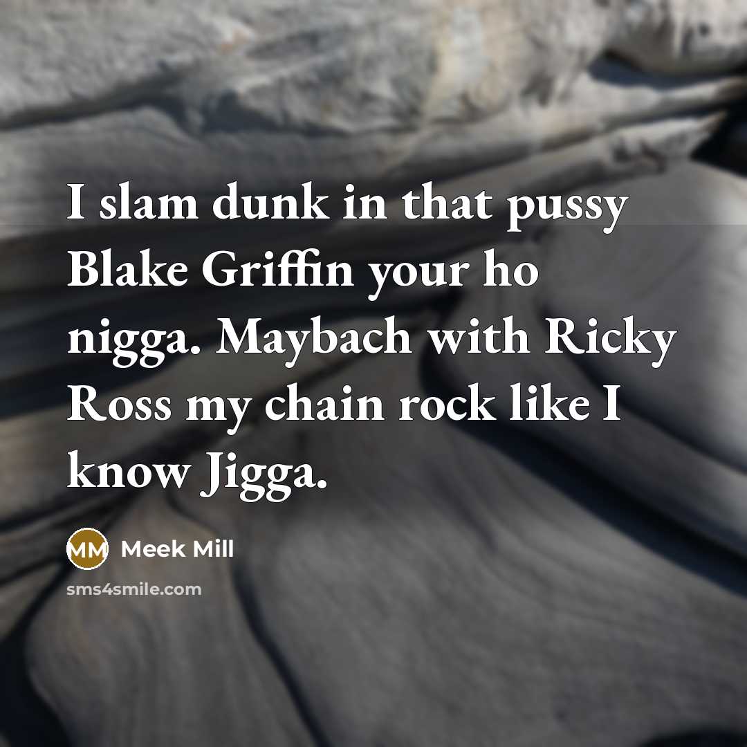 “I slam dunk in that pussy Blake Griffin your ho nigga. Maybach with Ricky Ross my chain rock like I know Jigga.” quote by Meek Mill