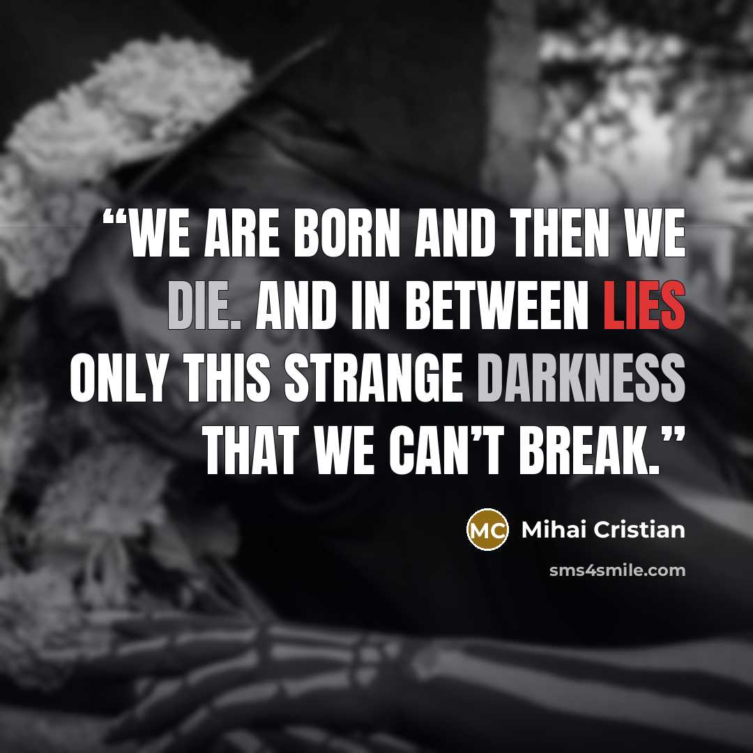 “We are born and then we die. And in between lies only this strange darkness that we can’t break.” quote by Mihai Cristian