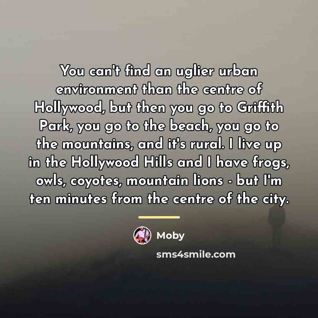 “You can't find an uglier urban environment than the centre…” quote by Moby