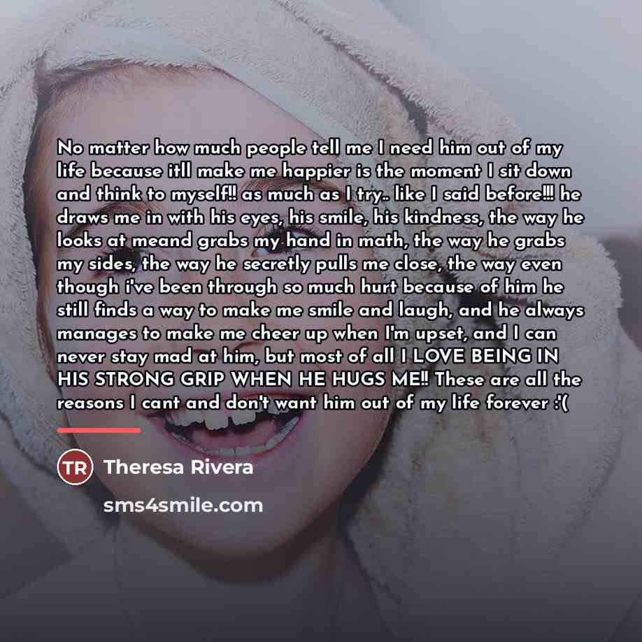 “No matter how much people tell me I need him…” quote by Theresa Rivera