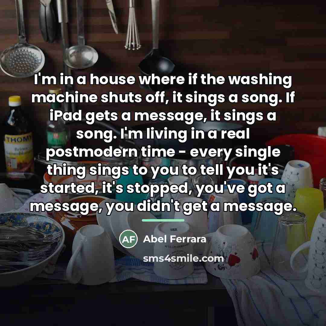 “I'm in a house where if the washing machine shuts…” quote by Abel Ferrara