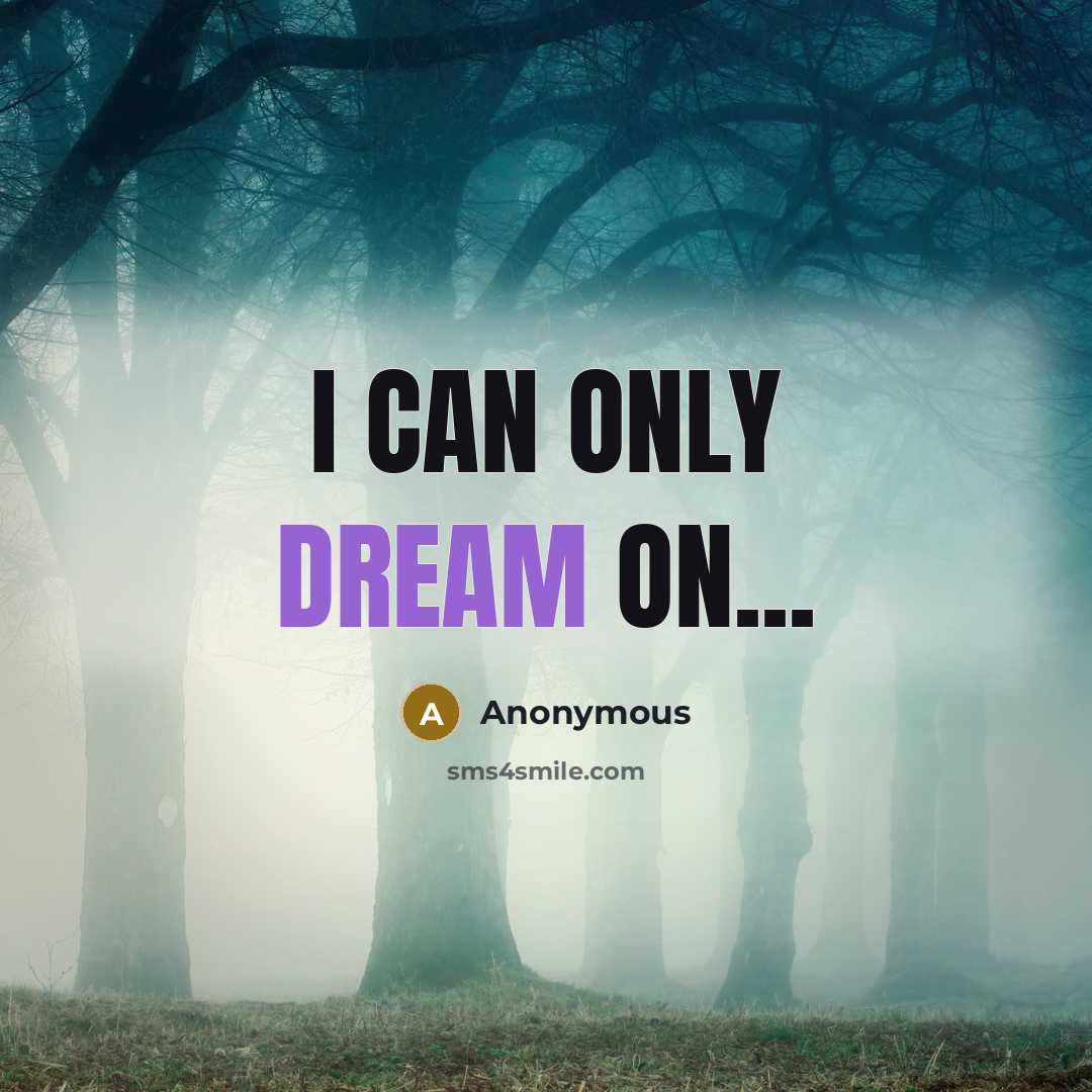 “I can only dream on...” quote by Anonymous