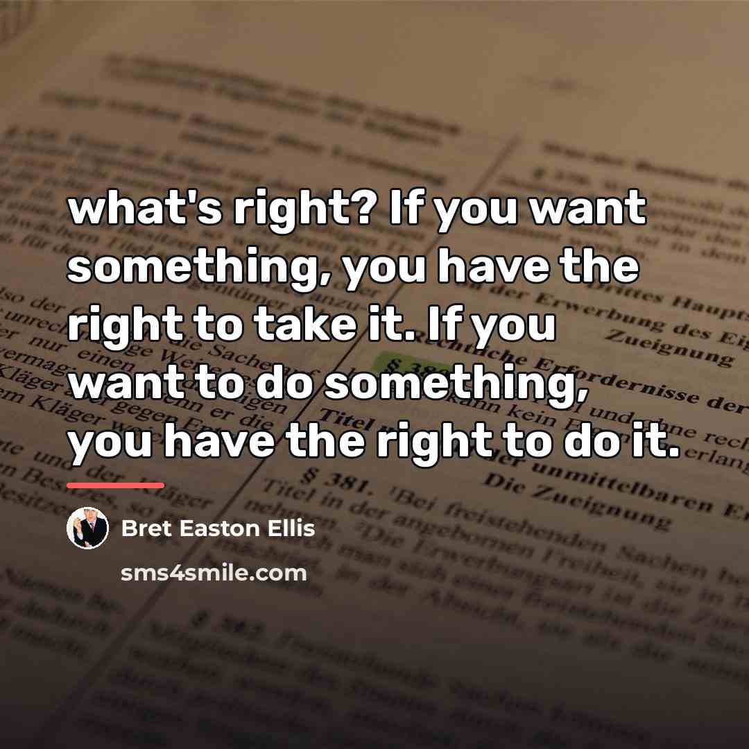 “what's right? If you want something, you have the right…” quote by Bret Easton Ellis
