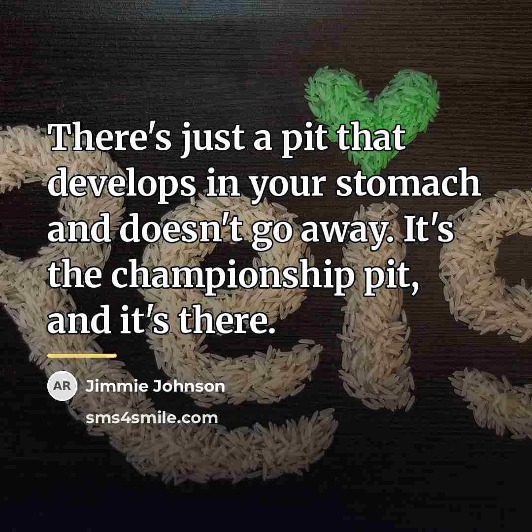 “There's just a pit that develops in your stomach and…” quote by Jimmie Johnson