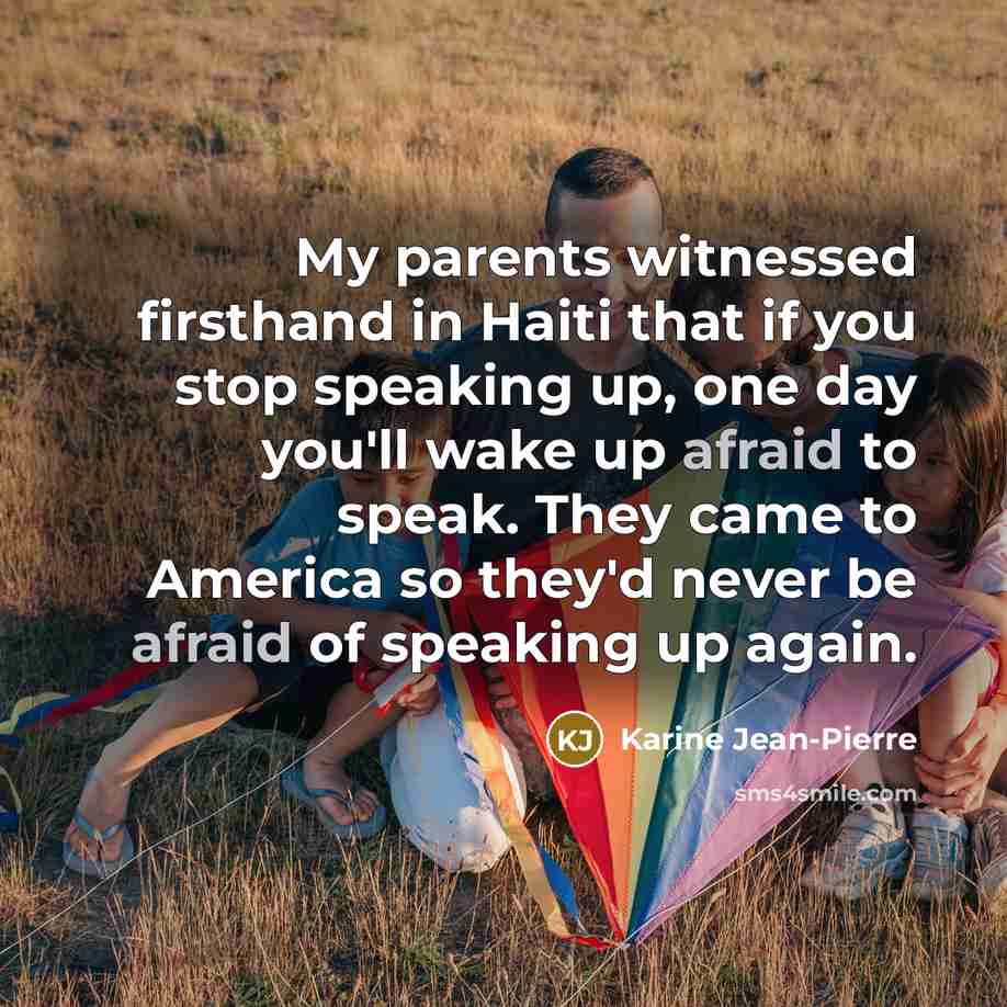 “My parents witnessed firsthand in Haiti that if you stop…” quote by Karine Jean-Pierre