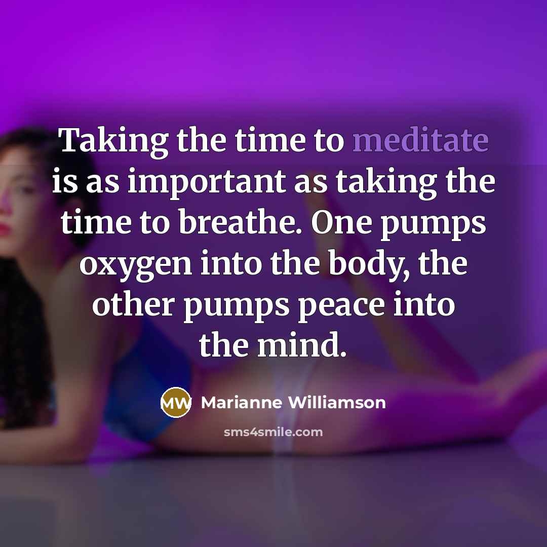 “Taking the time to meditate is as important as taking…” quote by Marianne Williamson