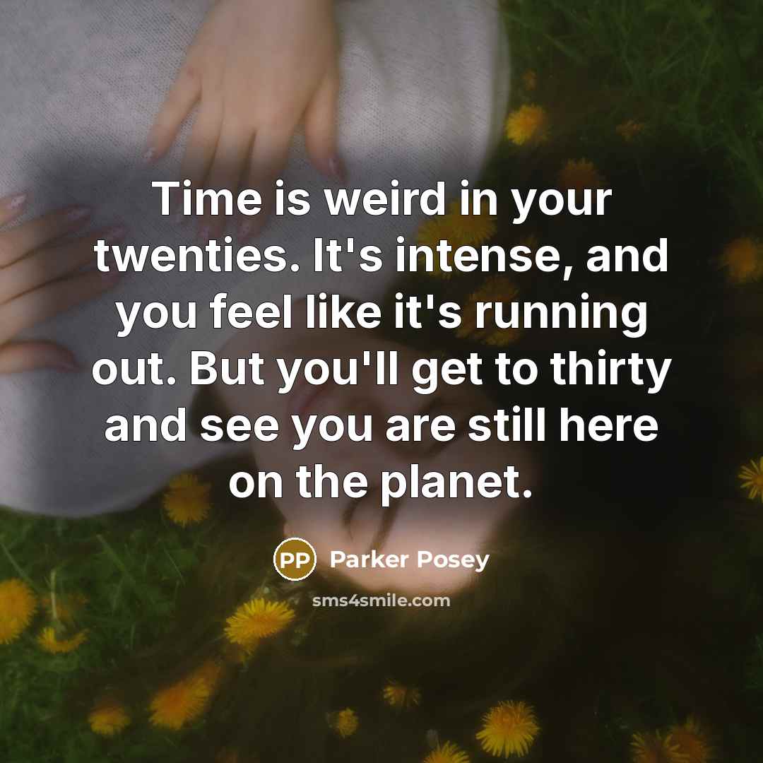 “Time is weird in your twenties. It's intense, and you…” quote by Parker Posey