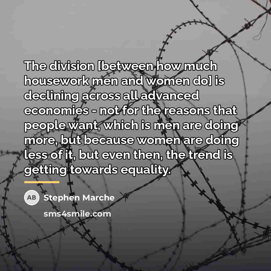 “The division [between how much housework men and women do]…” quote by Stephen Marche