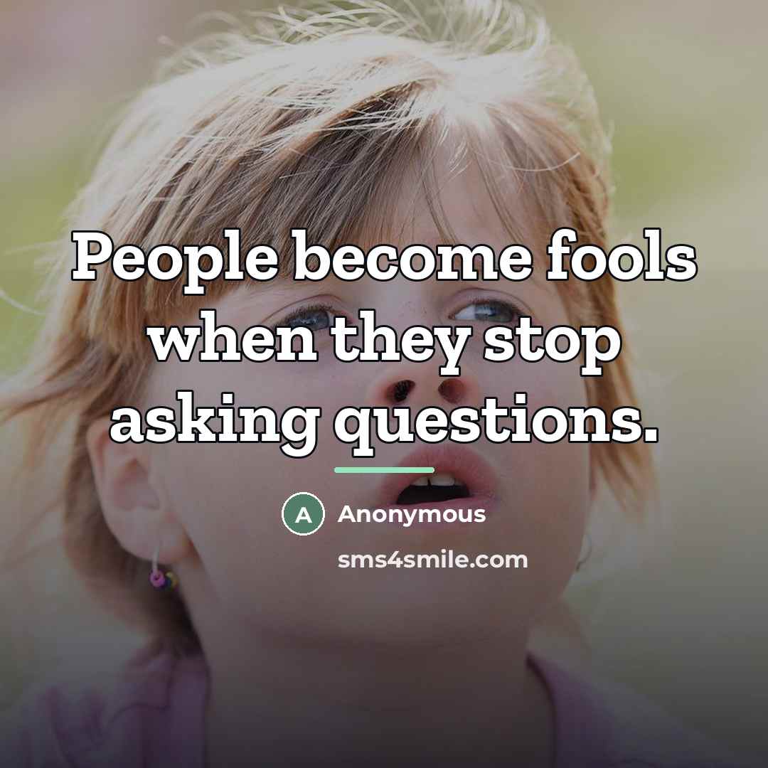 “People become fools when they stop asking questions.…” quote by Anonymous