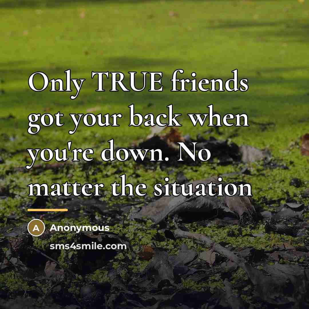 “Only TRUE friends got your back when you're down. No…” quote by Anonymous