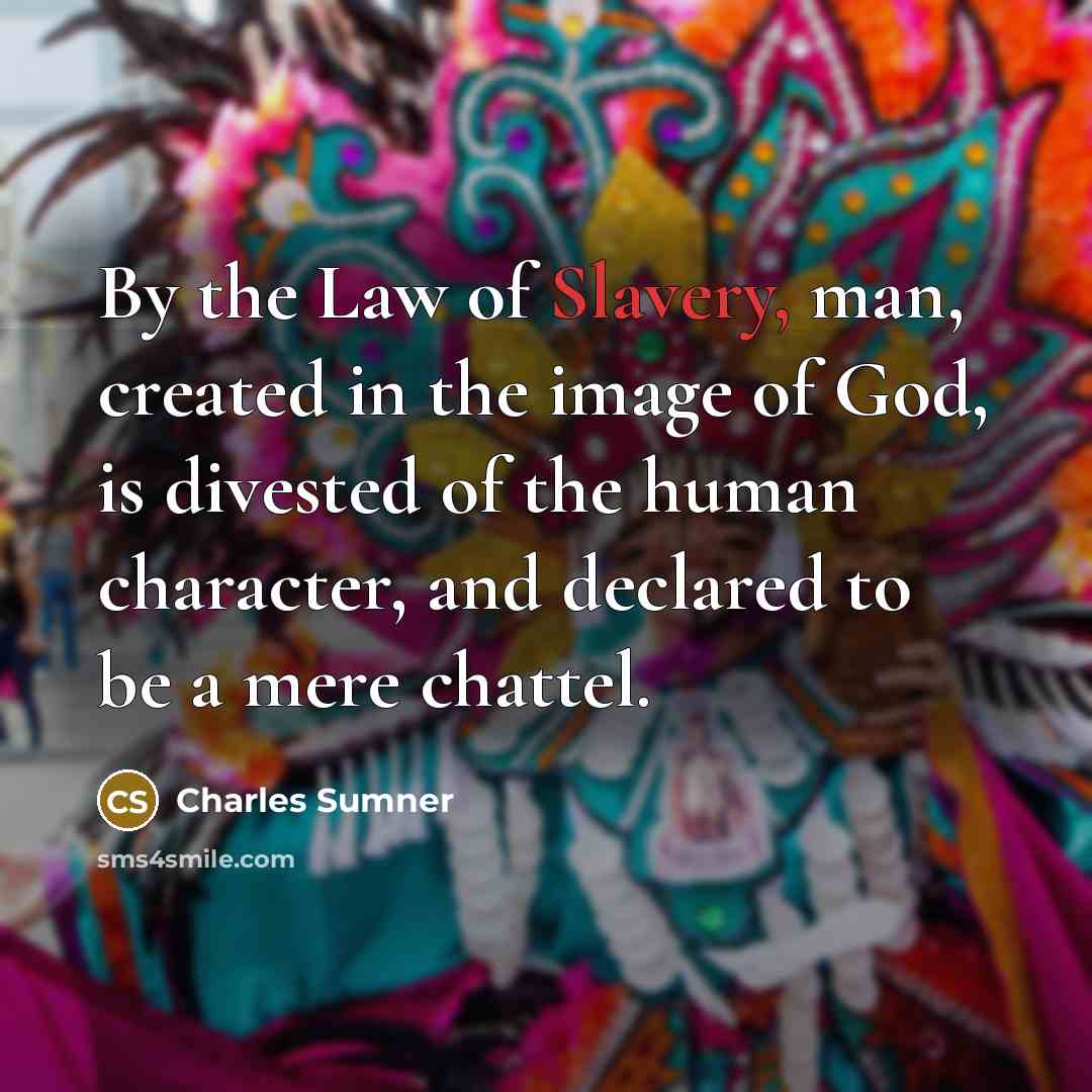 “By the Law of Slavery, man, created in the image…” quote by Charles Sumner